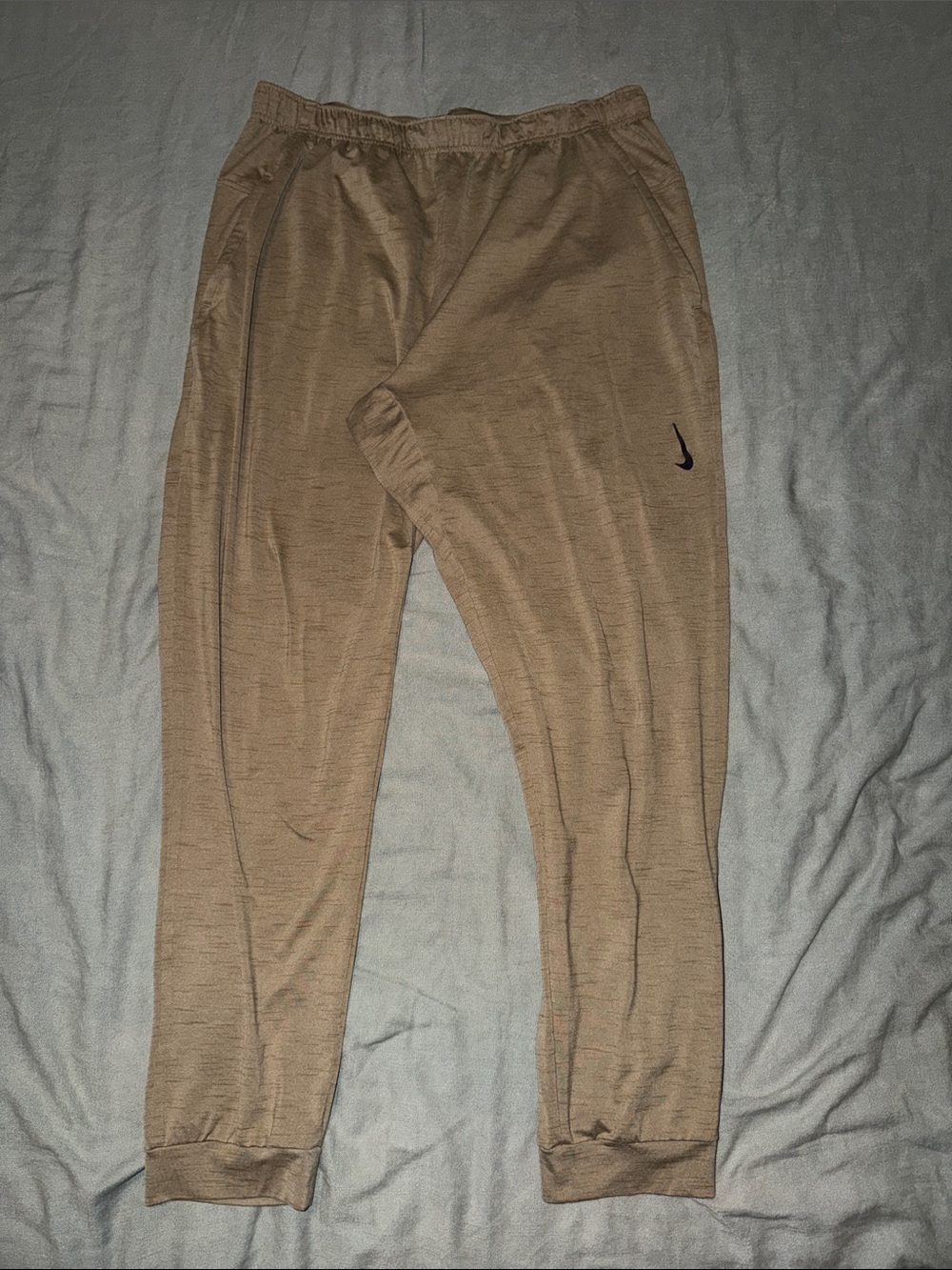 Nike Yoga Tan Men's Jogger Sweatpants with Black Swoosh